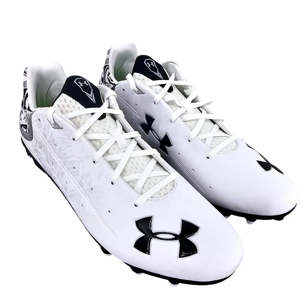 Under Armour Banshee Low MC Cleats White Black 3023707-103 Mens Size 15
